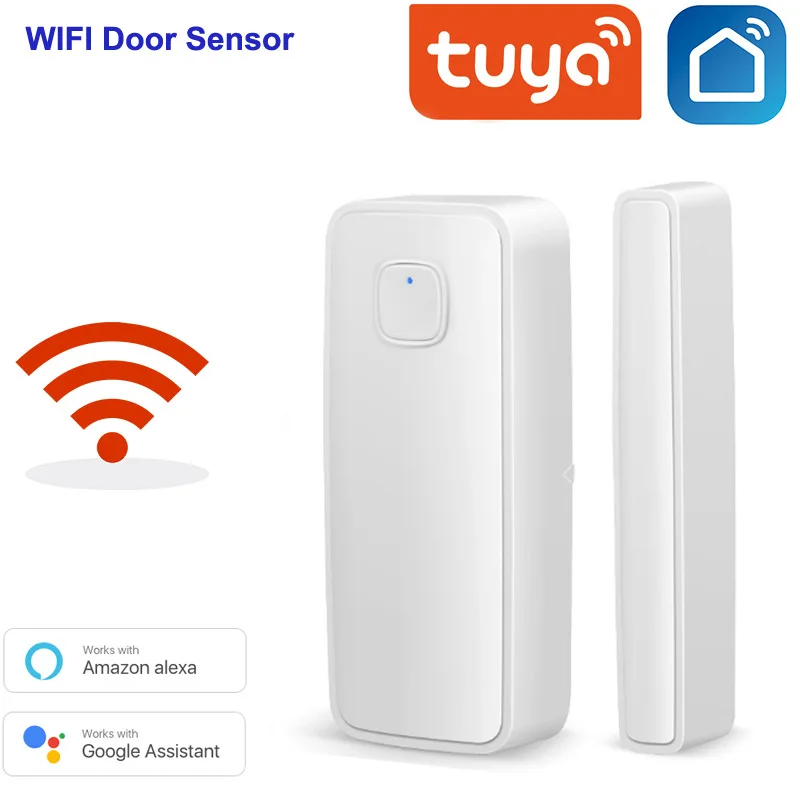 

Tuya Smart Wifi Door Sensor Open / Close Detector App Notification Battery Operated Support Alexa Google Home No Need Hub