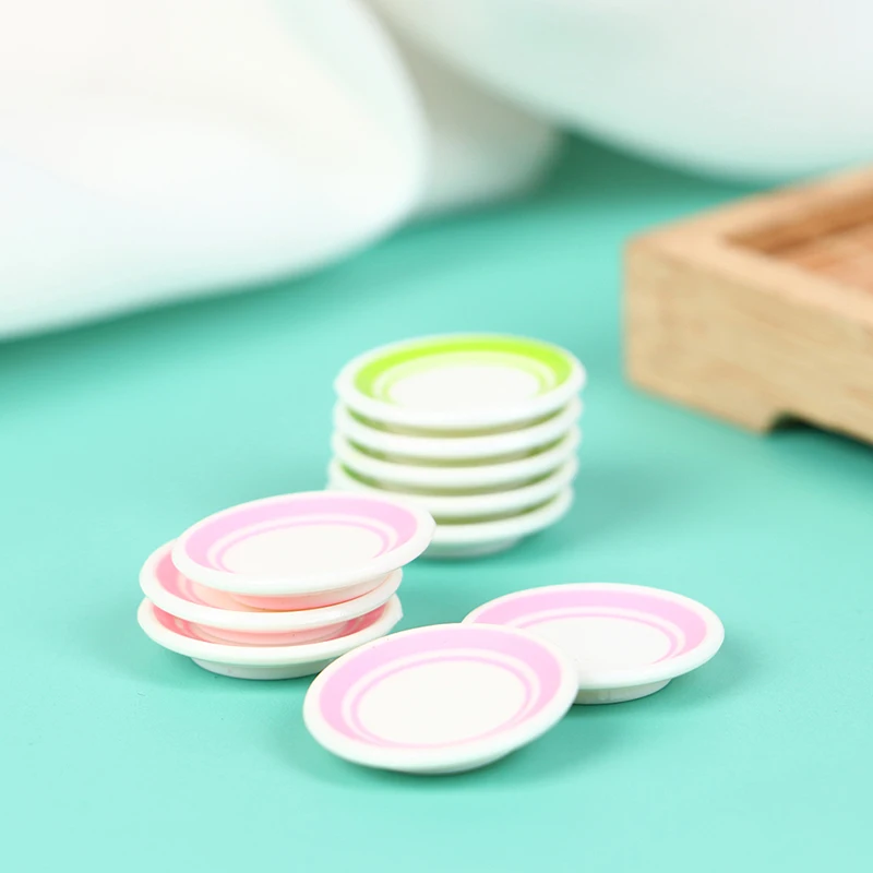 5pcs/bag 1:12 Dollhouse Miniature Colorful Plate Dishes Kitchen Accessories Toys