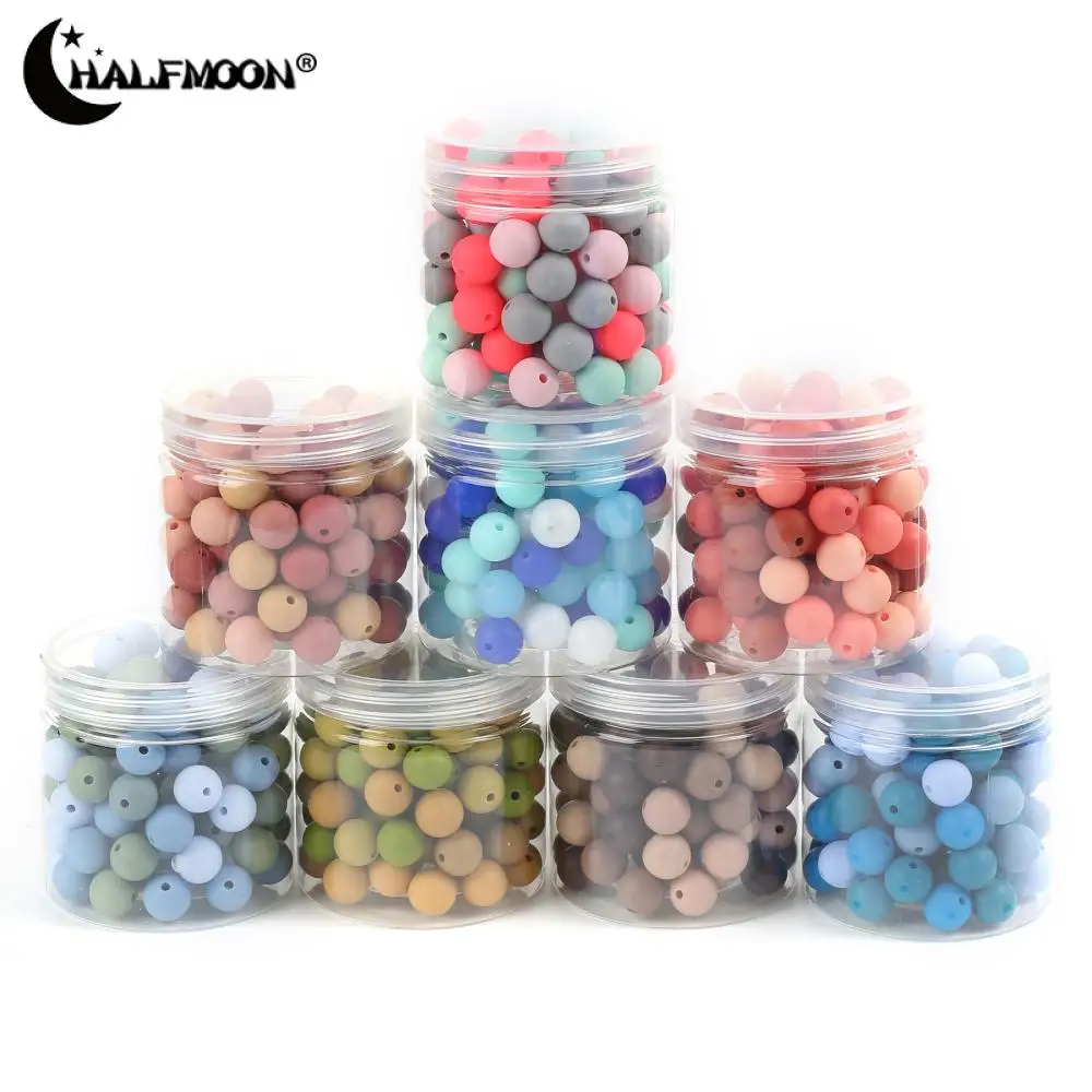 

50Pcs Round Silicone Beads 12mm Silicone Spacer Beads DIY Pacifier Chain Necklace Accessories For Pen Keychain Jewelry Making