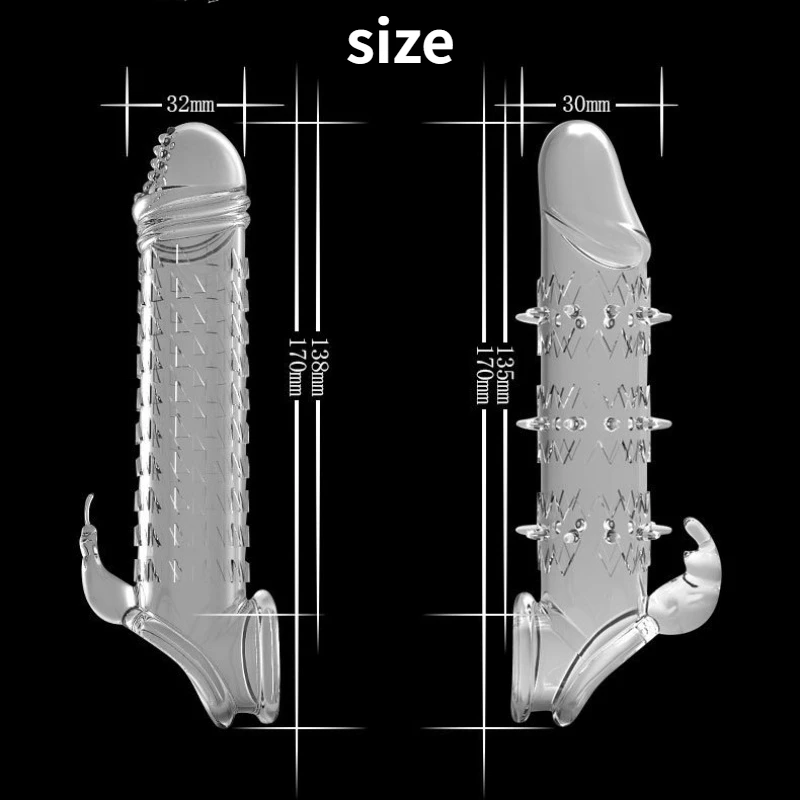 Penis Sleeve Reusable Condom Sex Toys for Men Penis Extender Delay Time Penis Enlargement Massage Sex Tool for Man