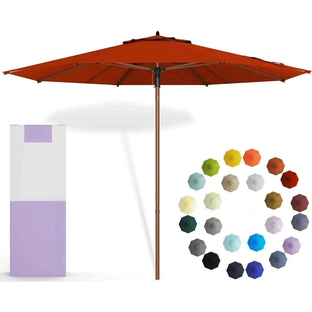 

Umbrellas The Wooden 9 Feet Patio, Umbrella With Terylast Apple (Red) Polyester Fabric, Aluminum Frame Market Umbrella