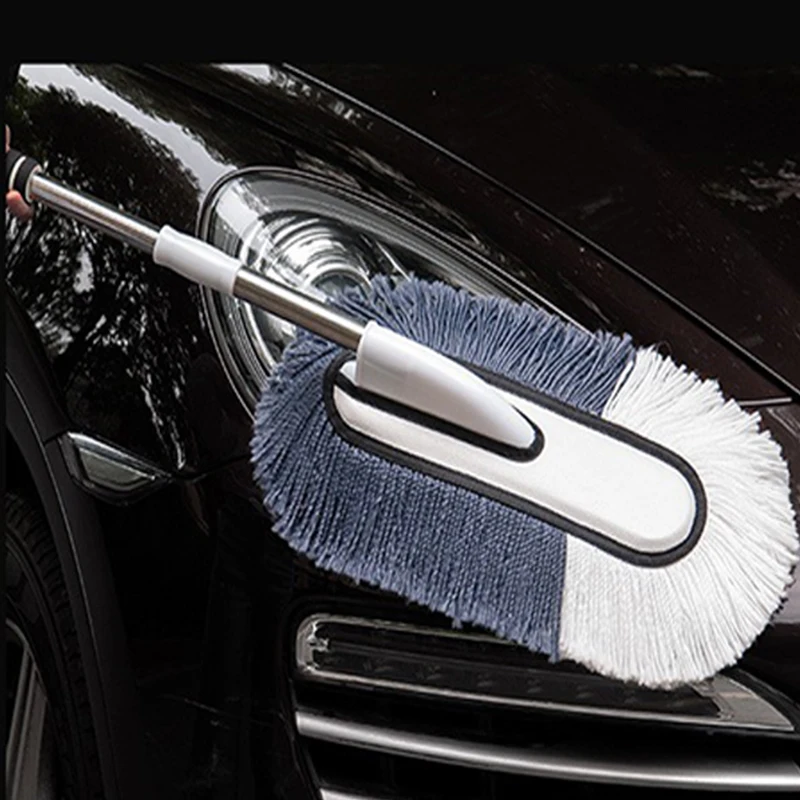 New Car Wash Mop Soft Brush Long Handle Retractable Dust Duster Microfiber Dust Brush Car Detailing Wax Tow For Auto Cleaning