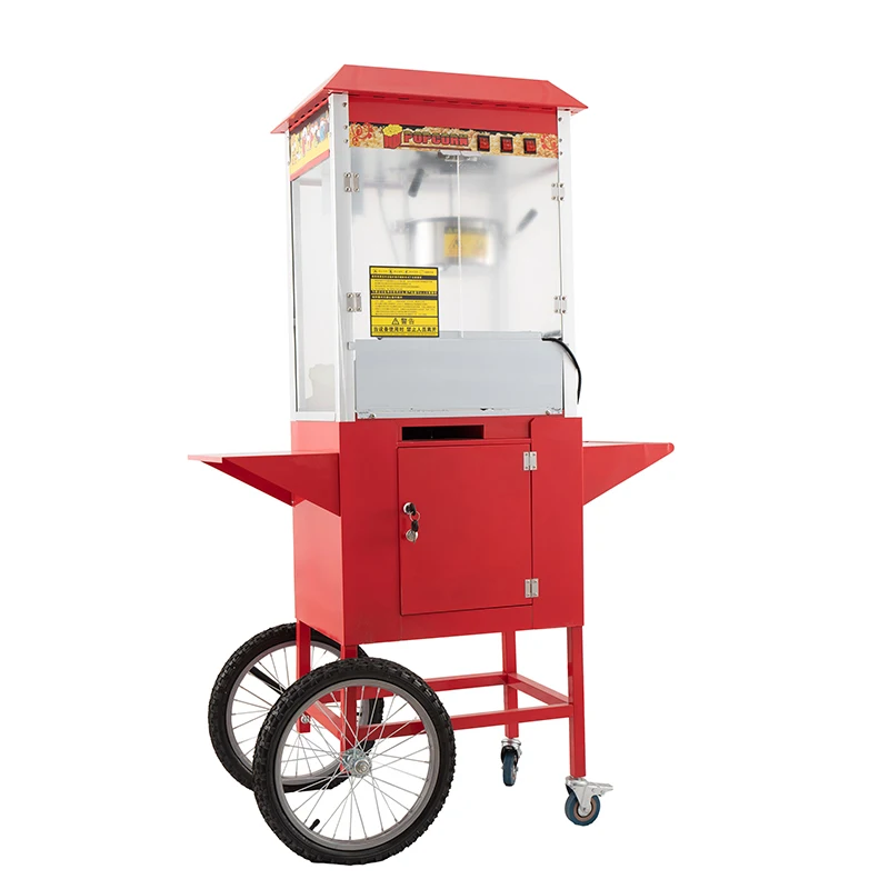 Macchina per popcorn tipo carrello con luce interna