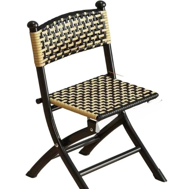 

Rattan chair balcony leisure stool backrest woven rattan home folding home outdoor table and chair combination