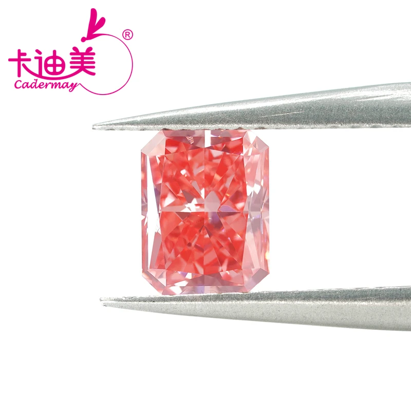 CADERMAY Radiante Shape Fancy Vivid Pink VVS1 Clarity CVD Lab Grown Diamond With Certificate Loose Gemstone For Jewelry Making