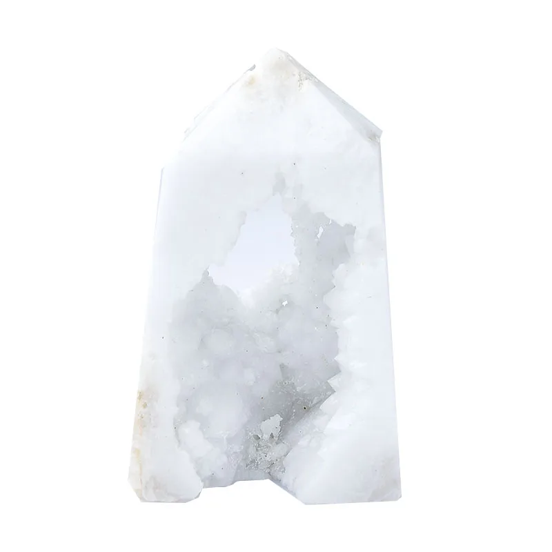 1PC Natural Agate Cave Geode Crystals Point Column Aura Crystal Ornament White Crystal Cluster Tower Healthy Home Decor DIY Gift