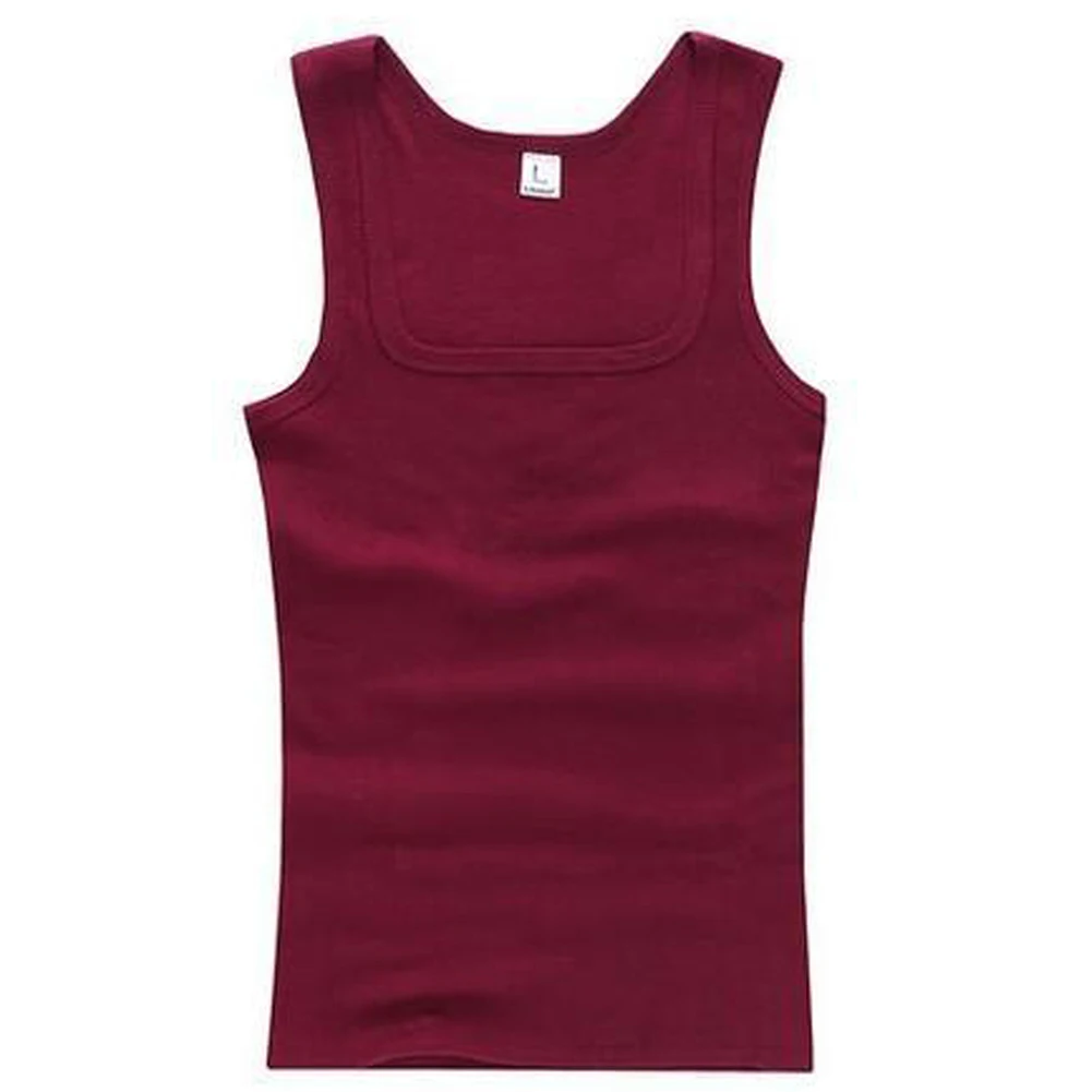 Solid Color Square Neck Tank Top Cotton Men Women Vest Fitness Sleeveless T-shirt Bodybuilding Gym T-shirts Casual Sleeveles Top