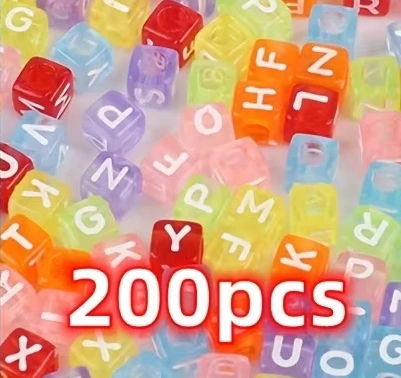 1000 Stück/5 Farben lebendige quadratische Buchstabenmuster-Acrylperlen für die Schmuckherstellung – Werkzeuge für kreative Designs – perfekt für Heimwerker