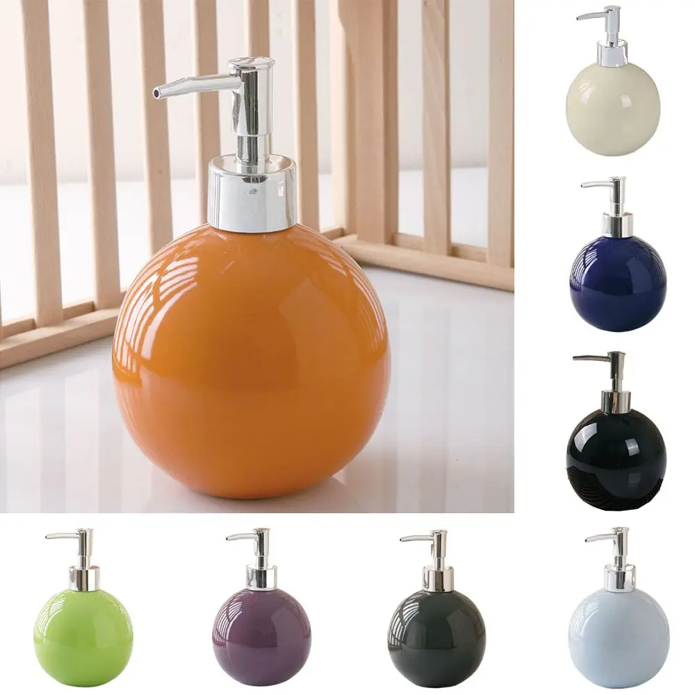 

Portable Ceramic Hand Soap Bottle Refillable Reusable Hand Sanitizer Dispenser Empty Round Liquid Soap Container Countertop
