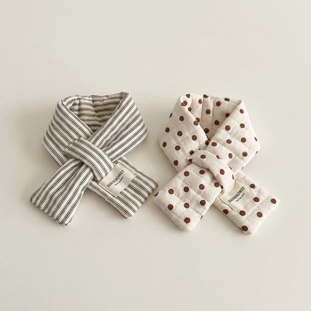 MILANCEL Children's Scarf 2-8T Striped Grid Warm Winter Kids Scarf 3 Colors Korean Version Girls Neckerchief