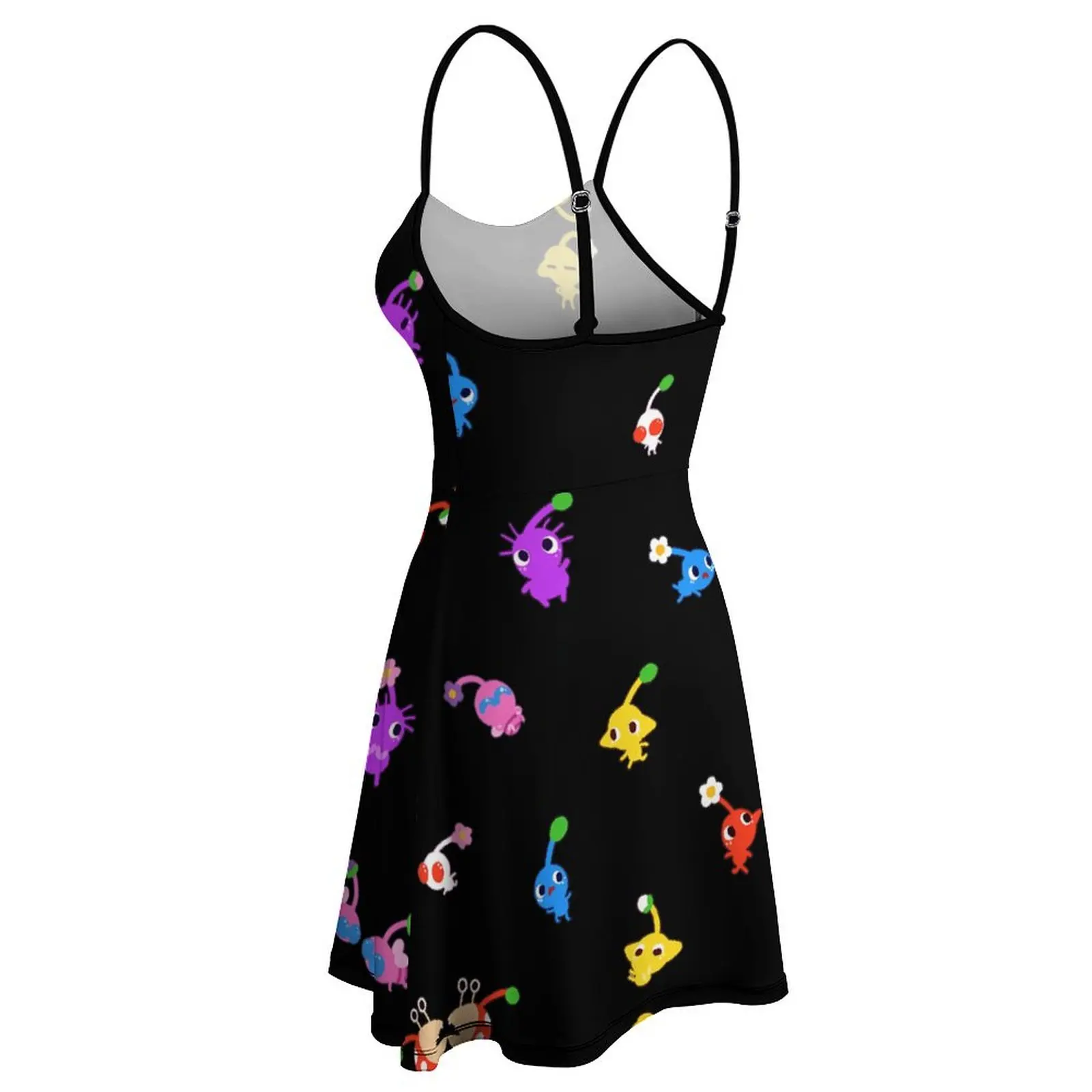 Vestido de suspensão feminino exótico pequeno Pikmin, estilingue feminino, coquetel gráfico, roupa de mulher