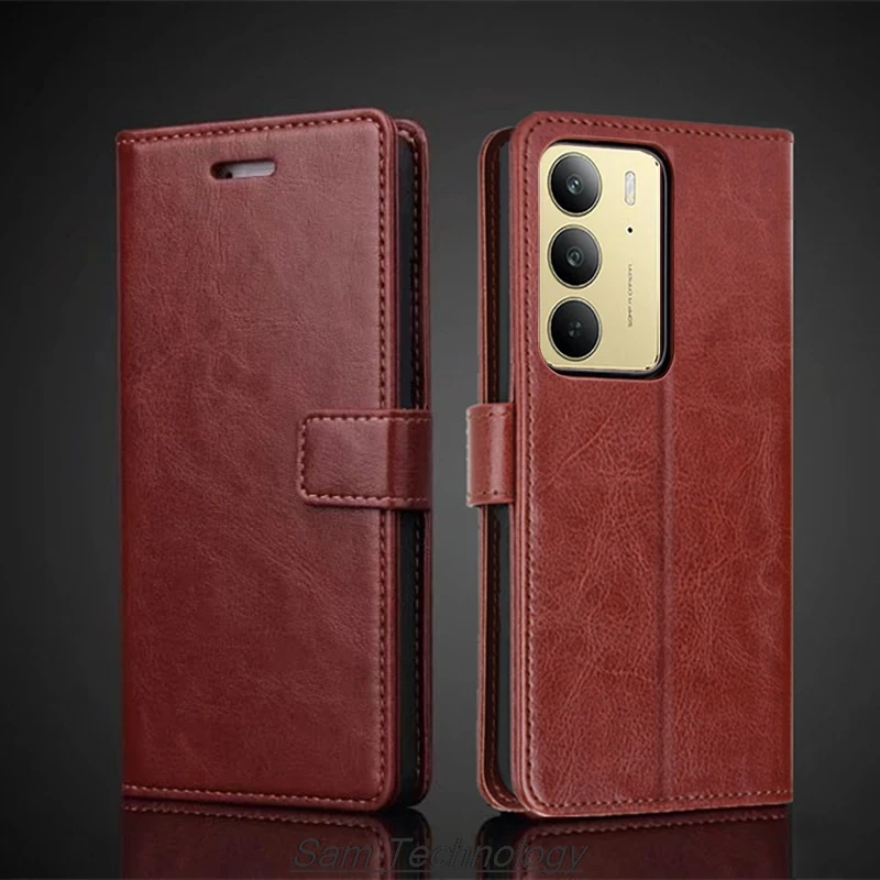 

Card Holder Cover Case for OPPO Realme C75 4G / Realme 14x 5G Global Pu Leather Flip Cover Retro Wallet Case Capa Fundas Coque