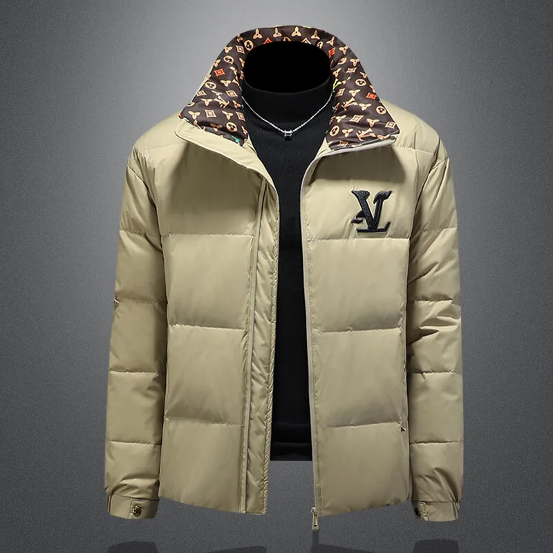 

Winter 2025 Men's 90% White Du down Embroidered Jaet Ci Casual Long Sve Zipper Closure Regular Fit Faionable Coat