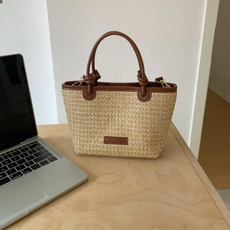 2026 Summer New Korean Edition Grass Woven Cabbage Basket Crossbody Bag Fashionable and Simple Bucket Bag for Women Beach Bag