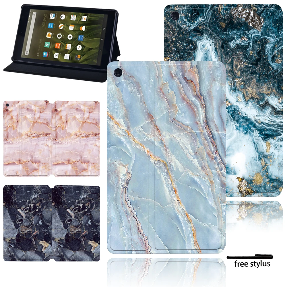 Tablet Case for Fire 7 12th HD 10 5th 7th 9th /HD 8 6/7/8th HD8 Plus 10th /HD 10 Plus 11th Gen Funda Marble Pattern Stand Cover