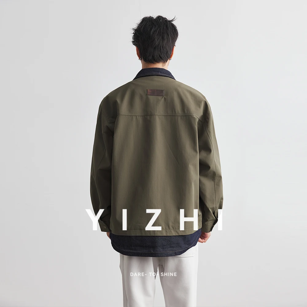 Fashion Men's New Workwear Jacket 2025 Spring and Autumn American Loose Windproof Waterproof Outdoor Jacket Lapel Button Top - Image 2