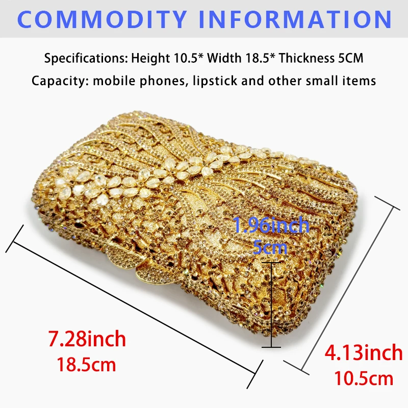 New Women Purse Evening Clutch Wedding Party Christmas Gift Small Square Bag Glass Rhinestone Evening Bag Diamond Handbag