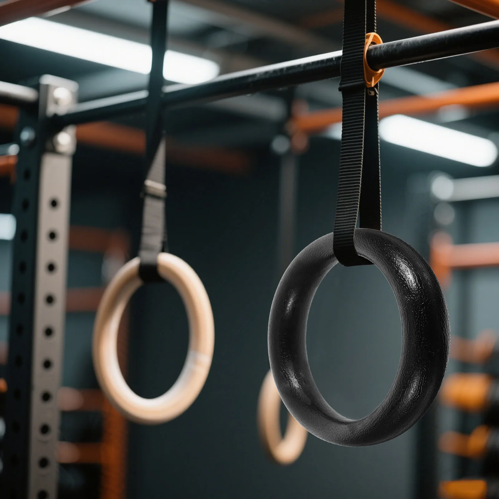 

1 Pair ABS Fitness Gym Rings Gymnastic Rings Pull-up Rings for Body Strength Power Chin Up Training Workout (Black)