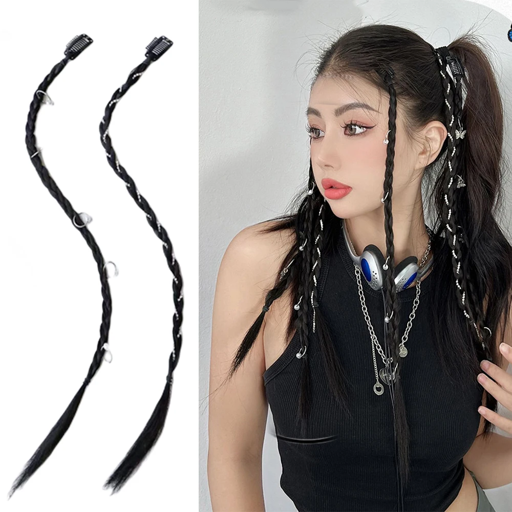 

Cool Butterfly Love Heart Y2k Black Buckle Wig Braid Hair Pins and Clips for Women Girls Hip Hop Dreadlock Headdress Accessories