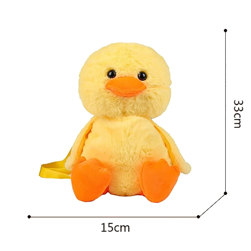 33cm pequeno pato amarelo dos desenhos animados mochila de pelúcia kawaii saco de pato de pelúcia