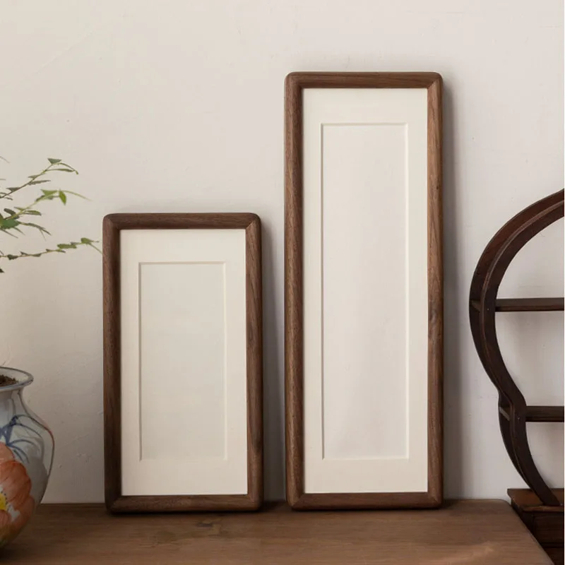 Rectangular Solid Wood Photo Frame High-Quality Black Walnut/Teak Mortise and Tenon Picture Frame Display Stand Desktop Decor