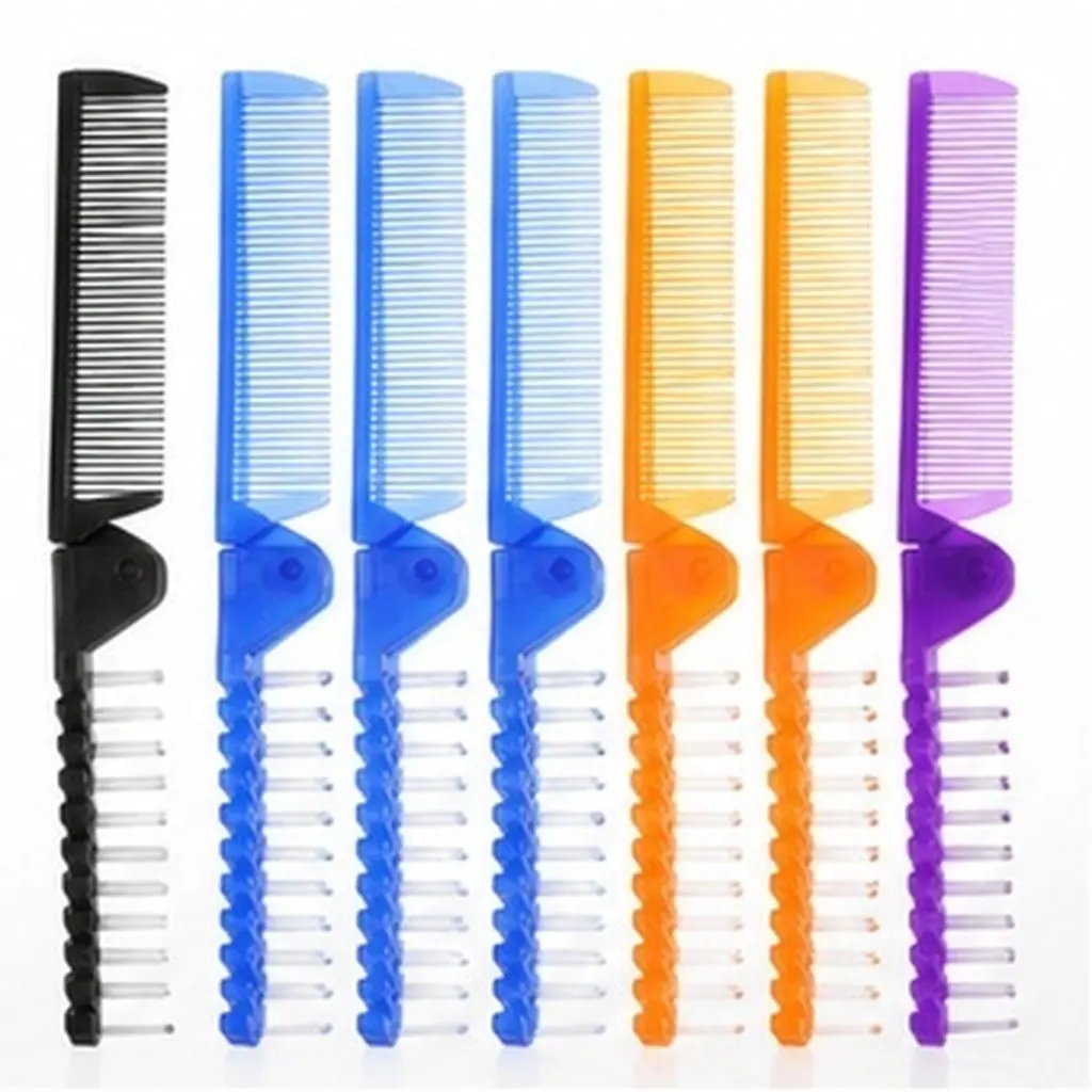 8Pcs Travel Foldable Hair Comb Double-Headed Anti-Static Mini Folding Comb Portable Hair Styling Tool for Salon Barber Home Use