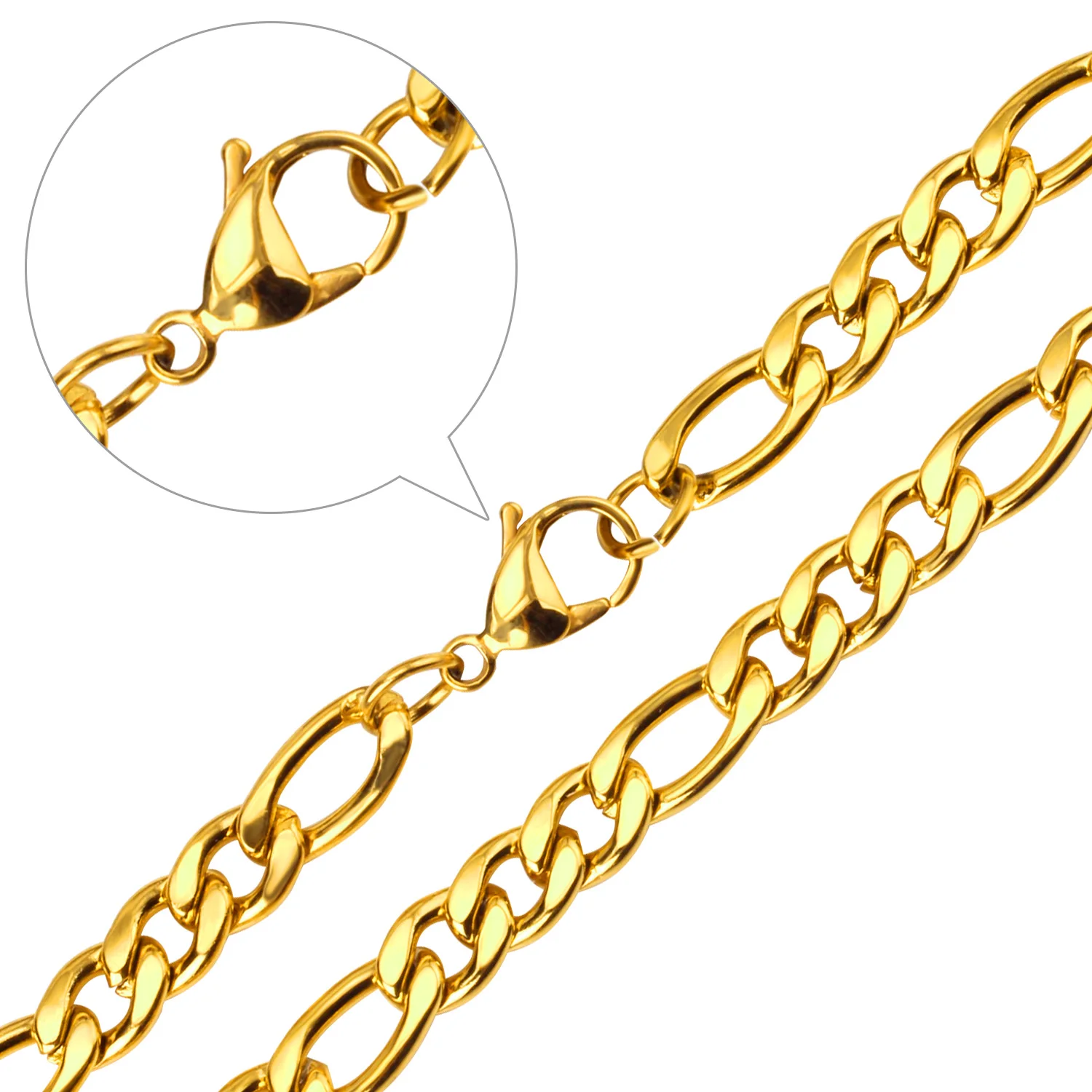 LUXUSTEEL Stainless Steel Figaro Chain Necklaces For Women Men 5MM/7M Long Collar hoker Wholesale Dropshipping