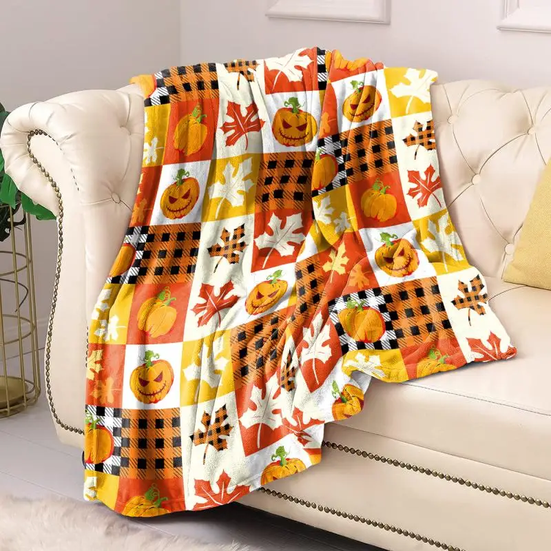 Thanksgiving Day Patchwork-Muster Flanelldecke Halloween-Deckenbezug Warme Halloween-Decke Party-Sofa-Dekorationsdecken – Detail 7