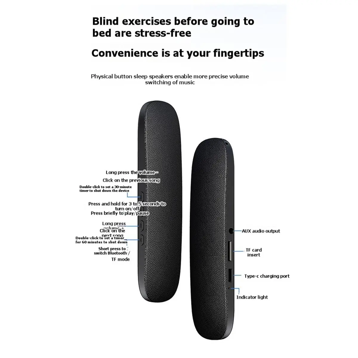 ~CLEARANCE A BT 5.4 Under Pillow Speaker Bone Conduction Speaker Noise Reduction Stereo Music Player with TF Card Slot Timed Shu