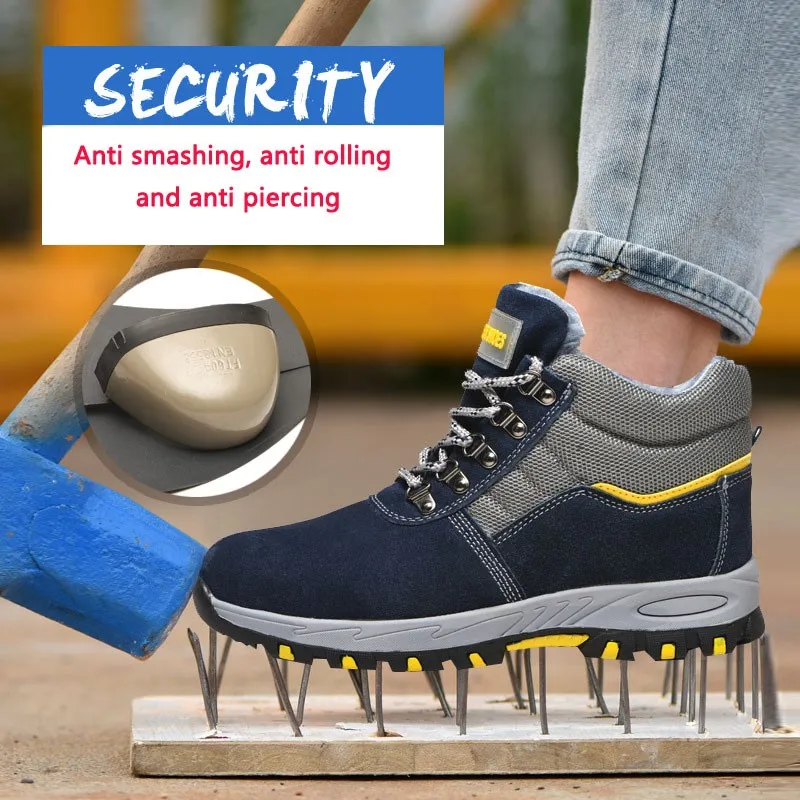 Novo inverno mais algodão sapatos de segurança anti esmagamento e anti piercing anti-skid sapatos de trabalho zapatos de seguridad mujer