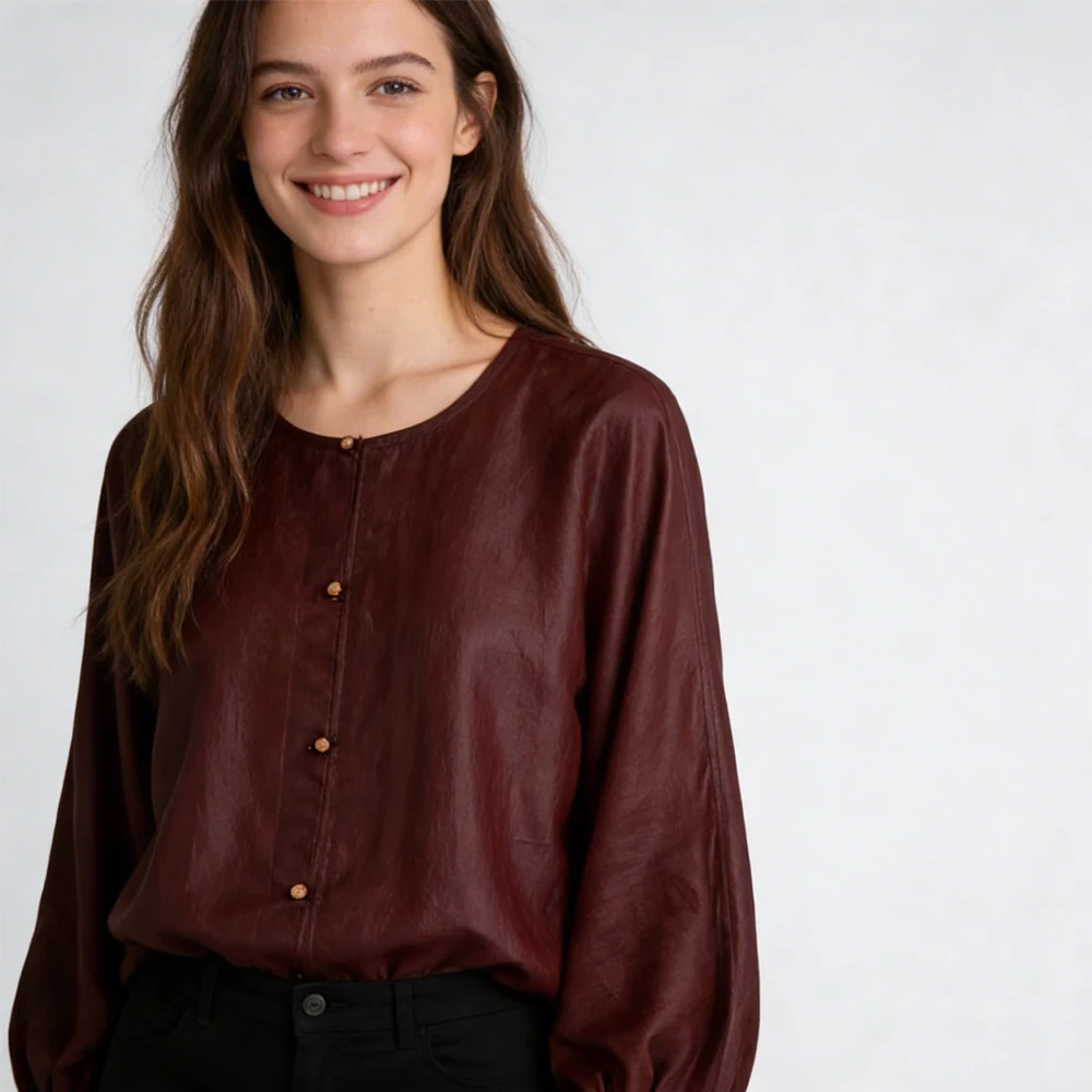Women's Fashion Spring Clothing 100% Natural Mulberry Silk Fragrant Cloud Yarn Round Neck Batwing Long Sleeved Loose Jacket