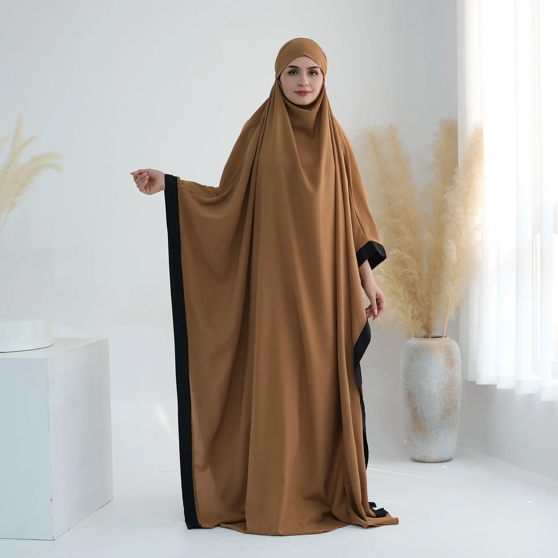 Ramadan Hooded Abaya Dubai LUXURY Muslim Women Jilbab One Piece Prayer Dress Khimar Hijab Robe Full Cover Niqab IslamIC Djellaba