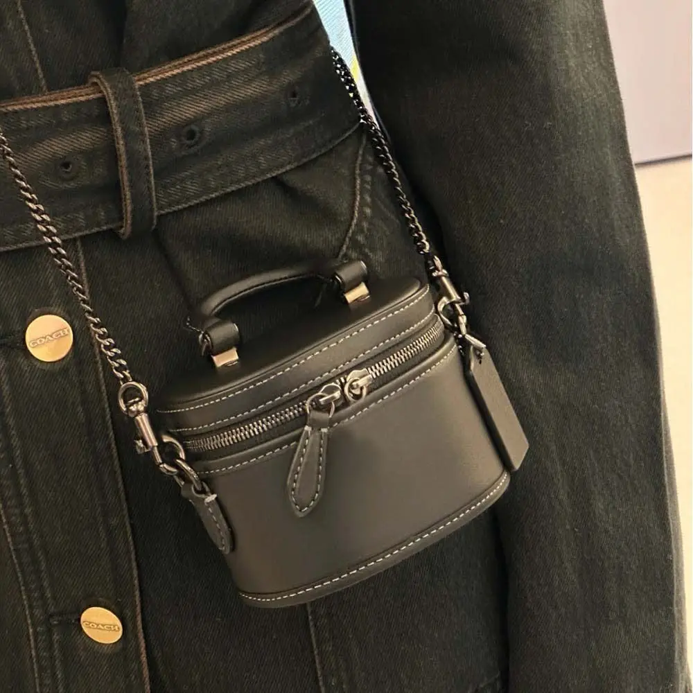 PU Leather Black Box Crossbody Bag Shoulder Bag Handbag Mini Lipstick Bag Fashion Design Small Square Bag Clothes Match Bag