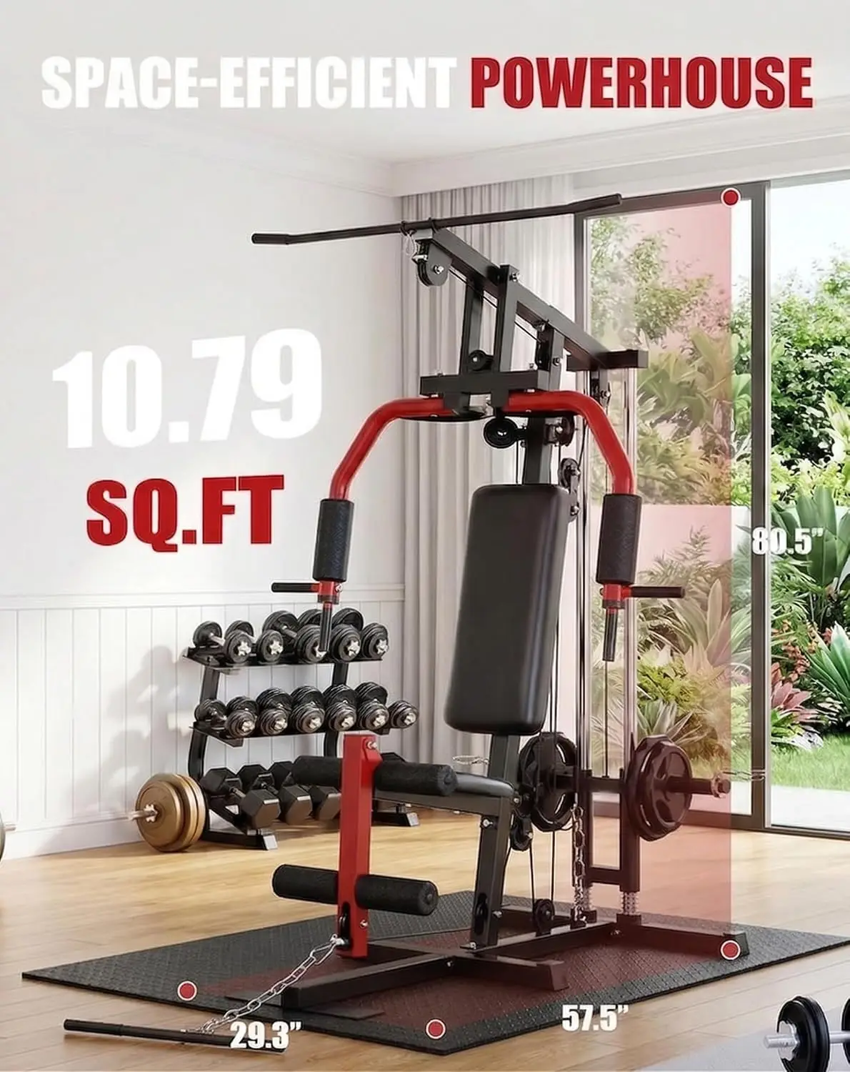 Home Gym Machine, 400 Lbs Home Gym Equipment with Pulley System, Multifunctional Full Body Workout Machine for, Customized