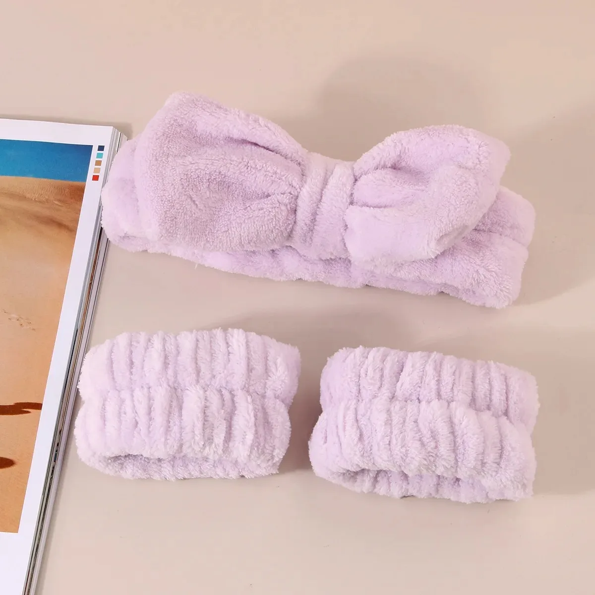 3 件套 Spa Headband Wristband for Washing Face Microfiber Makeup Towel Hair Bands Washband Scrunchies Absorbent Wrist Sweatband