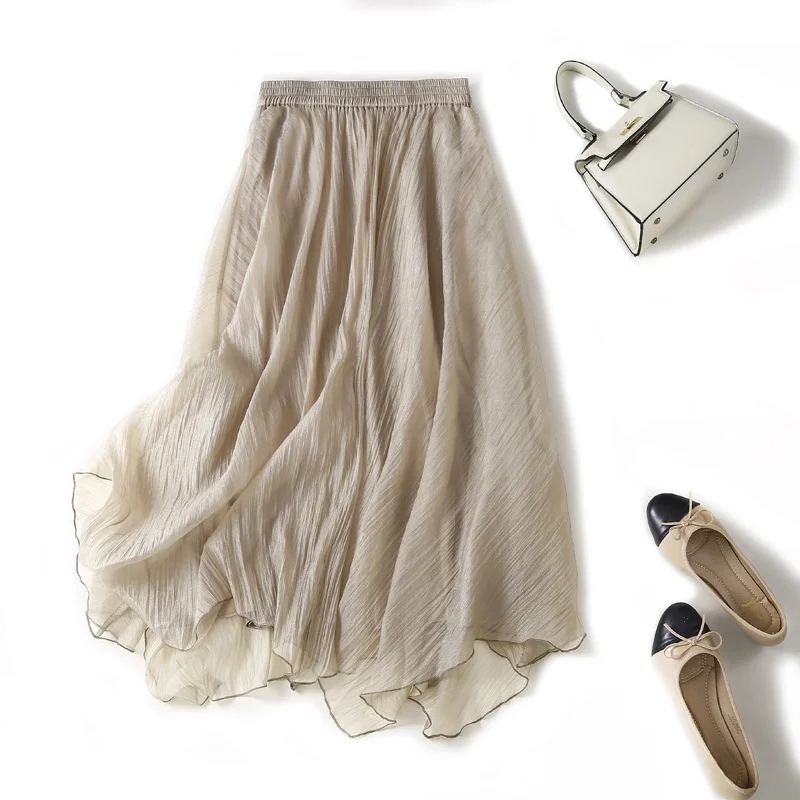 Gonna a trapezio a pieghe a vita alta Ele Gonna da donna in misto cotone di media lunghezza dal design premium Sensation Commute Sle