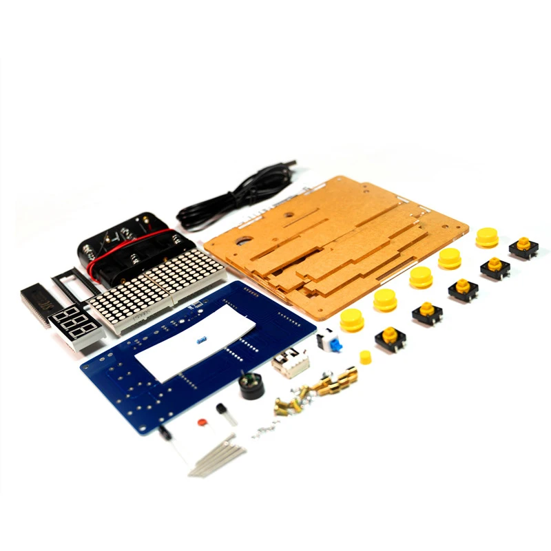 Pixel Game Machine Kit DIY Electronic Kit 51 Microcontroller Snake Plane Racing Game Fun Soldering Assembly With Acrylic Case