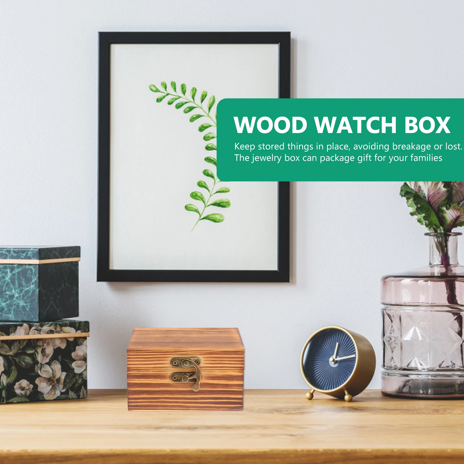 

Wooden Jewelry Small Storage Box With Lid For Watch Ring Organizer Gift Packaging Craft Decorative Wood Box