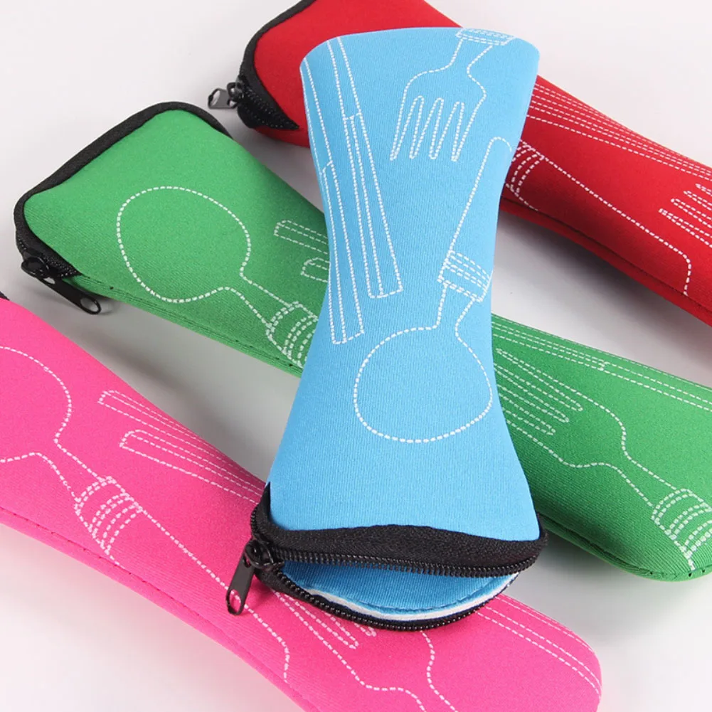 1PC Tragbare Besteck Tasche Besteck Tasche Besteck Tasche Reise Verpackung Lagerung Box Besteck Picknick Gabel Löffel Tasche – Detail 6