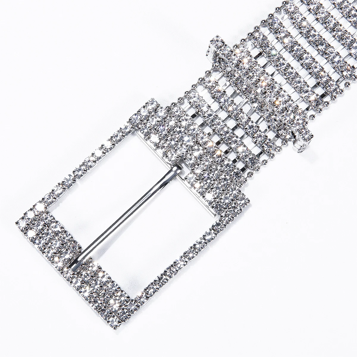 Brand Luxury Shiny Women\'s Rhinestones belt bright Bride Bling Crystal Diamond Belt Sliver Wedding Party Wide Long Chain belt