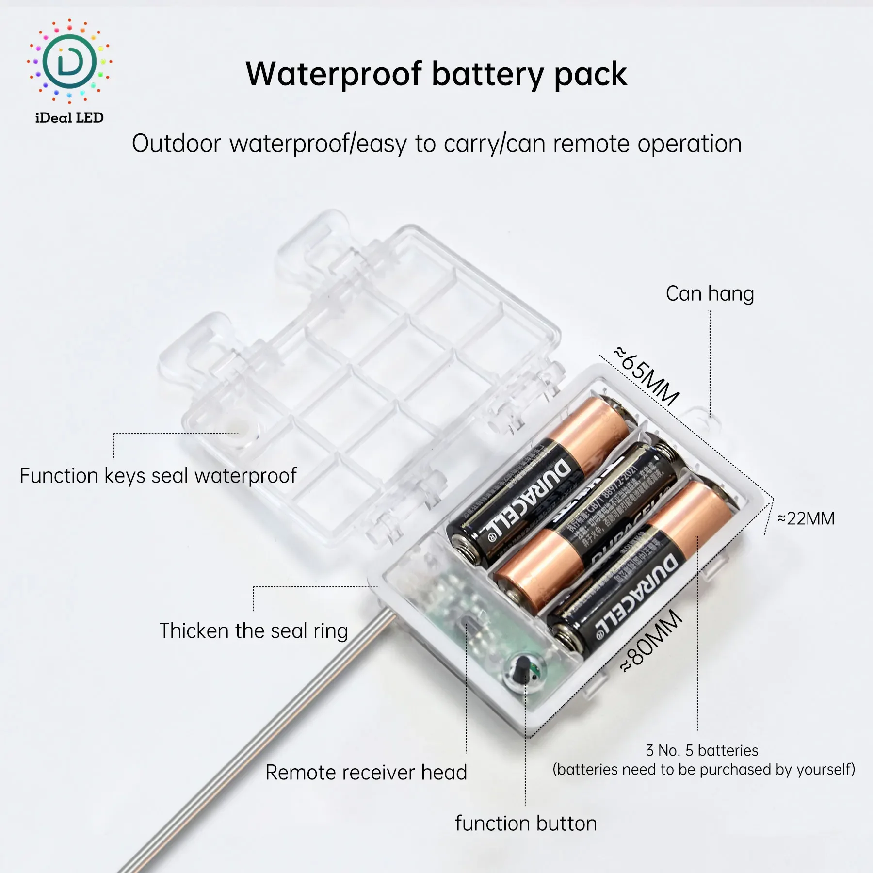 Cuerda de luz LED impermeable para acampar al aire libre, caja de batería de aplicación, cuerda de luz de cuero, decoración de ambiente navideño