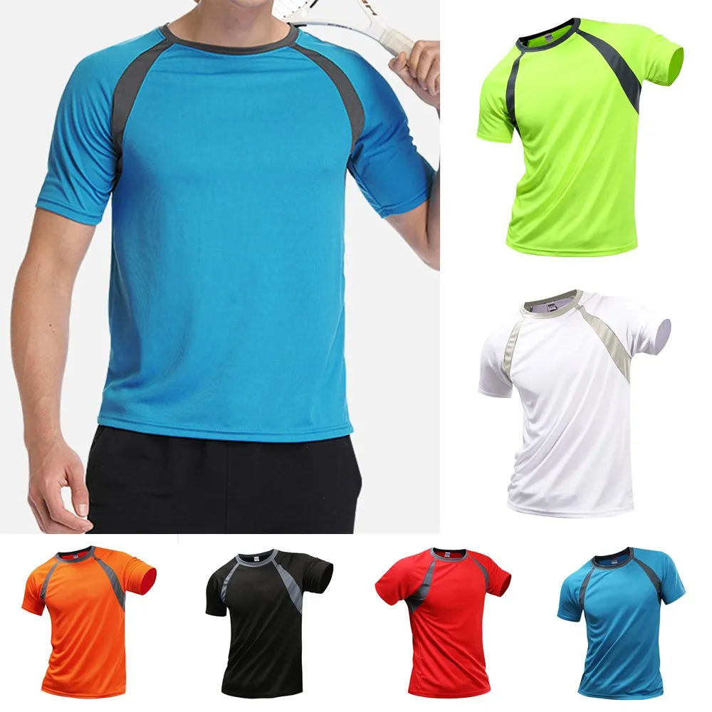 T-shirt de sport à manches courtes et col rond, respirant, décontracté, musculation, entraînement, mode, été, nouveau, 2021