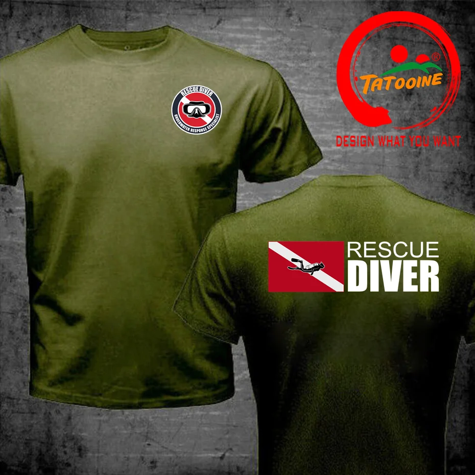 Rescue Diver Flag T-shirt Funny Scuba Diving T-Shirt Fan Gift Idea T Shirt Casual Dive Tee Shirt Streetwear Clothing Tops Tshirt