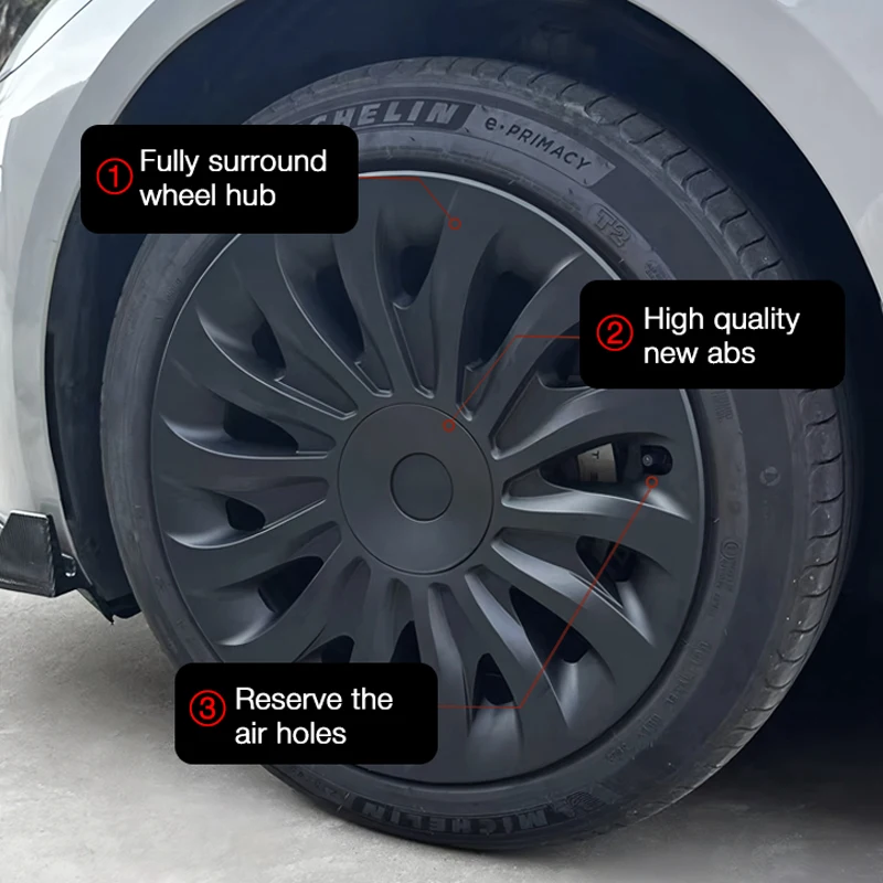 2025 ل تسلا نموذج 3 هايلاند 18 بوصة جديد HubCap الأداء أغطية الاطارات جزء العجلة كامل حافة 2024 اكسسوارات غطاء عجلة 4 قطعة #6