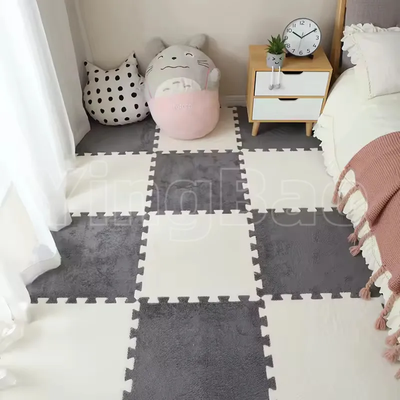1-16PCS 30*30CM Soft Plush Children Rug Play Mat Puzzle Carpet Warm Playmat Interlocking Exercise Tiles Floor Carpet Decoration