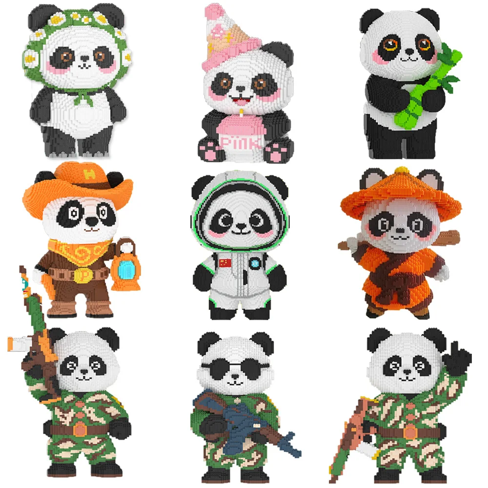 

Kungfu Panda Magic Building Block Cowboy Camouflage Panda Model Assembled Bricks 3D Puzzle Decor Toy For Kids Christmas Gift