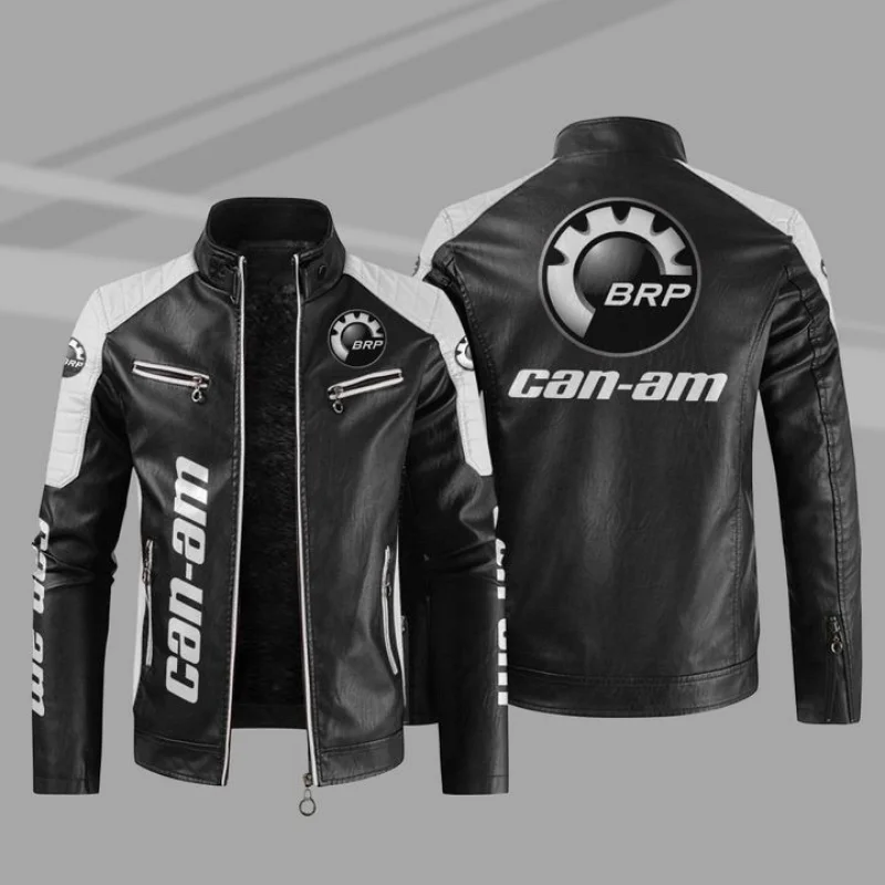 Chaqueta con cremallera para hombre, abrigo de cuero con logotipo Brp Can-am, moda para motocicleta, prendas de vestir, mantiene el calor, novedad de invierno, 2023