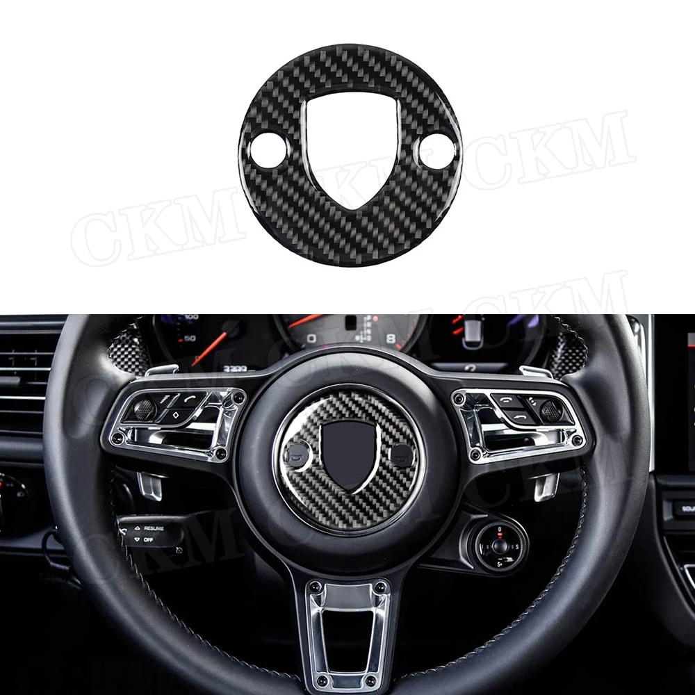 

Carbon Fiber Car Steering Wheel Logo Emblem Panel Trim Frame Cover Sticker for Porsche Macan Panamera 718 New Cayenne