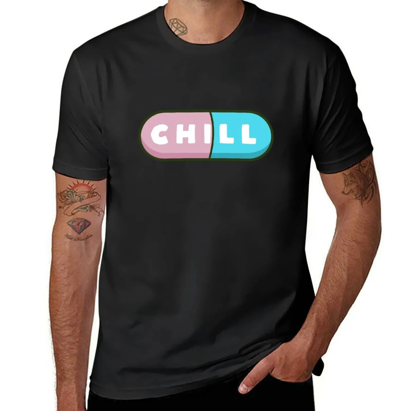 Cute and kawaii happy chill pills T-Shirt sweat summer top shirts graphic tees summer tops mens graphic t-shirts