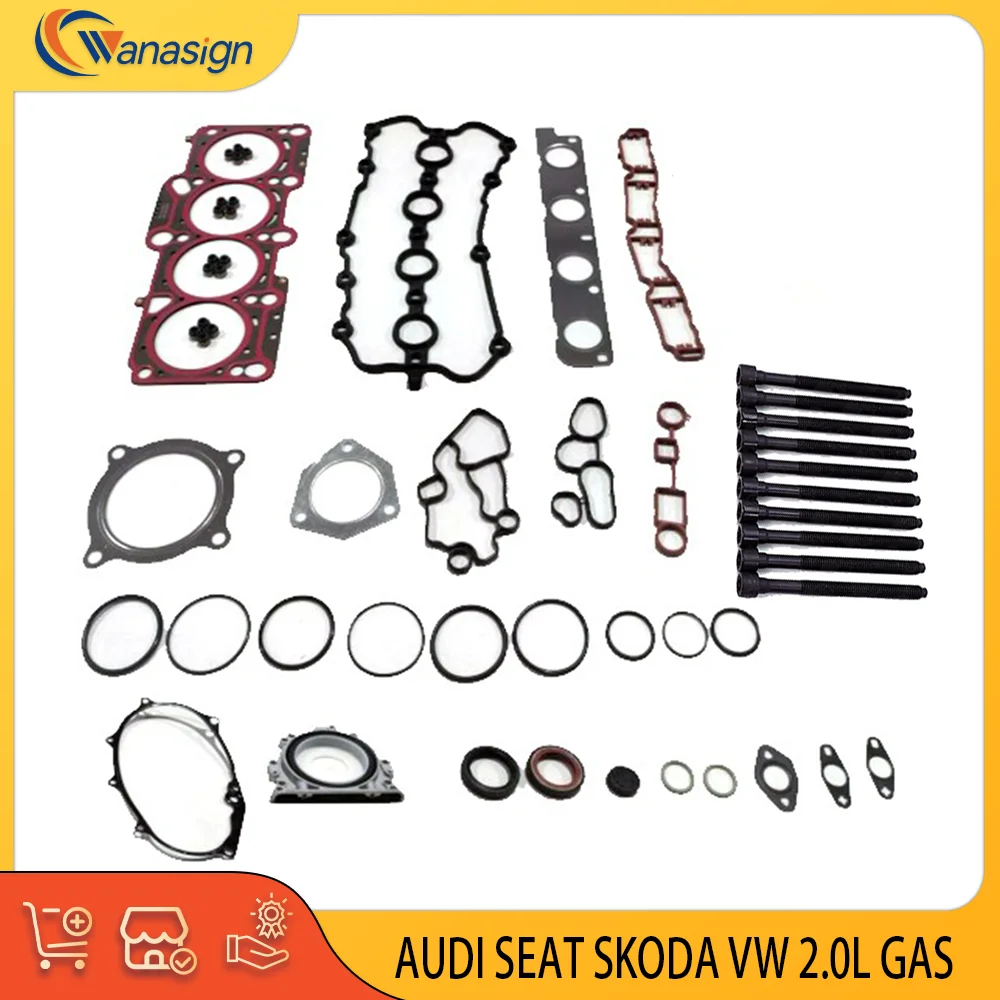 

AUTO ENGINE PARTS Cylinder Head Gasket & Bolts Set For AUDI SEAT SKODA VW 2.0L 2.0T GAS TFSI BPG BPY BWT CDMA CRZA 2004-2017